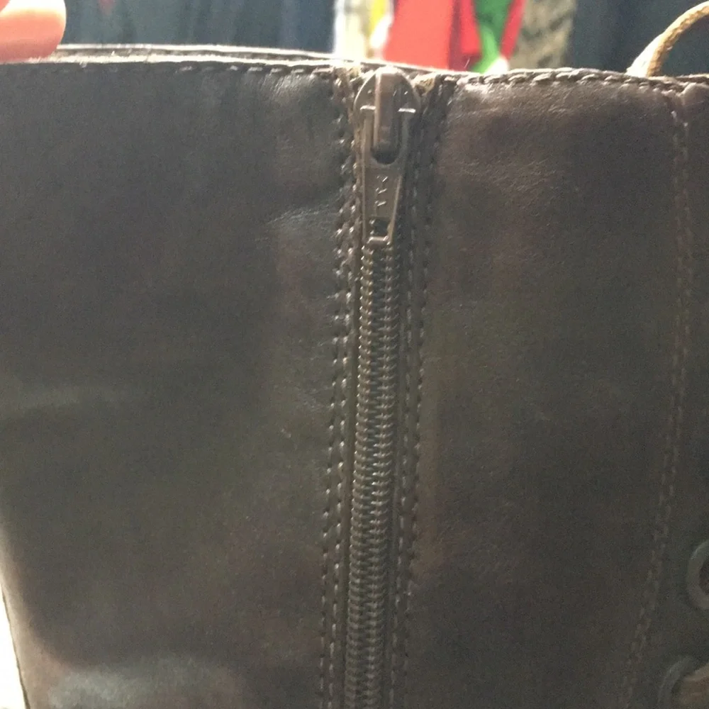 APEPAZZA REAL LEATHER LACED TIE UP WEDGE HEEL NON SKID SOLE Knee-High Boots - Picture 11 of 11